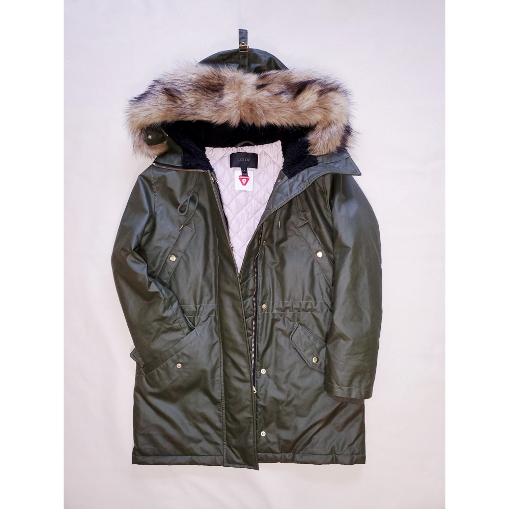 NWOT J.Crew Perfect Winter Parka w/ faux fur trim